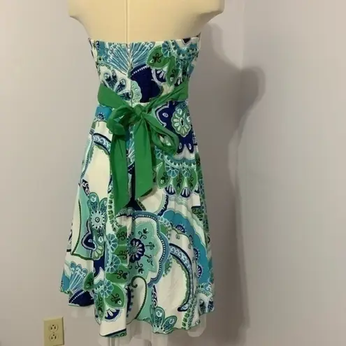 My Michelle  Strapless Dress Paisley Tulle Green White juniors Size 9 flowers