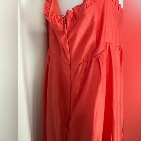 Source Unknown El Expensive Red Ruffle Hem Slip Dress/ Flowy Summer Dress (1095)