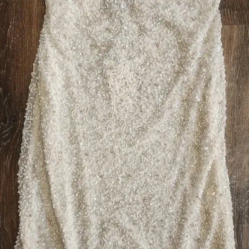 Retrofête Retrofete Frieda Sequin Dress in White Size Medium Sleeveless Midi Cowl Neck NWT
