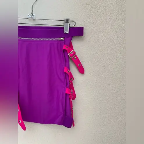 Pink & Purple Zip & Buckle Rave Skirt, Size Small