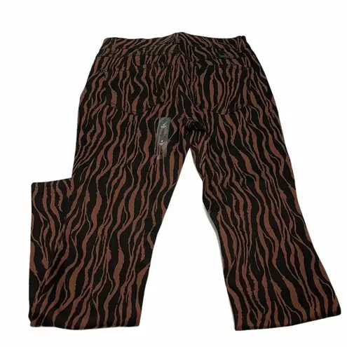INC Tiger Print Skinny Leg Jeans Brown Size 4