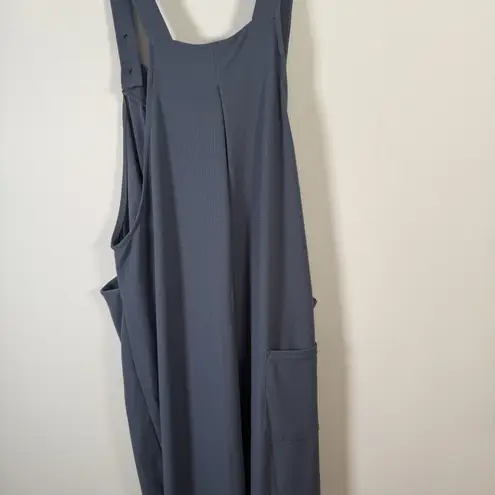 Halara Pockets Waffle Casual Jogger Overalls Grisaille Blue Boho Womens Large