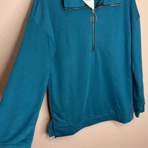 PRETTYGARDEN Women's Causal 1/4 Zip Pullover Long Sleeve Lake Blue. Size Small