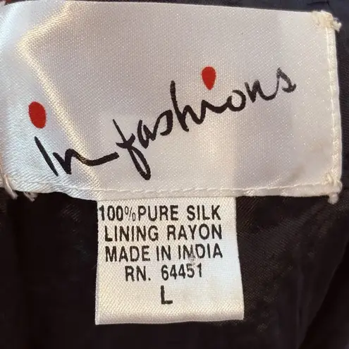 Vintage In Fashions Black Gold Sequin Beaded Silk Top Blouse Women Large