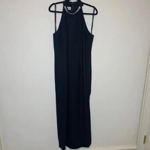 Karen Millen Vintage Karen Miller Maxi Dress Formal w Jacket Rhinestone Trimmed Sz 18