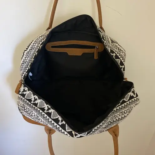 Bohemian Aztec Print Weekender Bag Large Travel Duffle Tote Vacation Boho Chic Black
