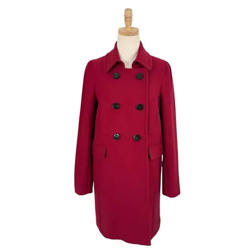 Gerard Darel Wool Double-Breasted Peacoat Red Pink Sz 42FR 10US
