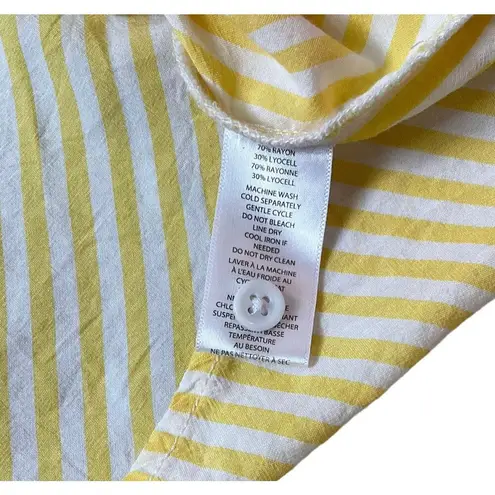 Lounge Beach Lunge Yellow & White Button Up Long Shirt Women's Sz Medium | 22-4