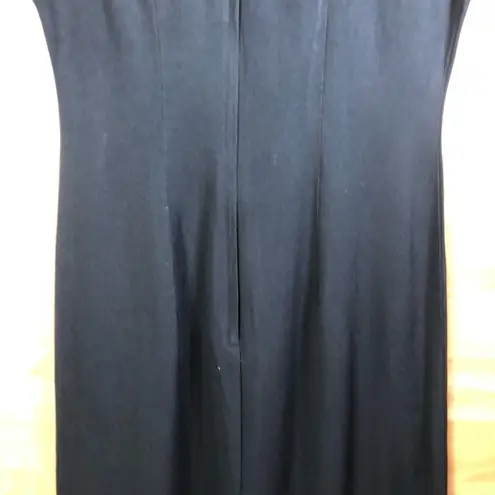 WNY Size 8 VINTAGE Maxi Black Dress w/Black Mesh and Pearls and a Back Zipper