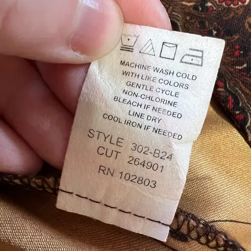 Briggs New York Vintage Womens Jacket Blazer Paisley Print Black Brown Red Small