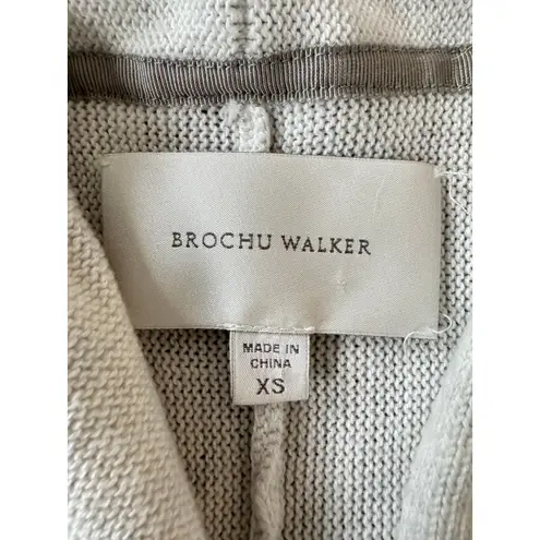 Brochu Walker XS Cotton Cashmere Open Front Cardigan Sweater Roll Tab Sleeve