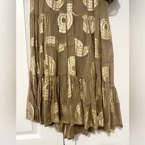 Muche Et Muchette Metallic Tiered Mini Dress Gold Size undefined