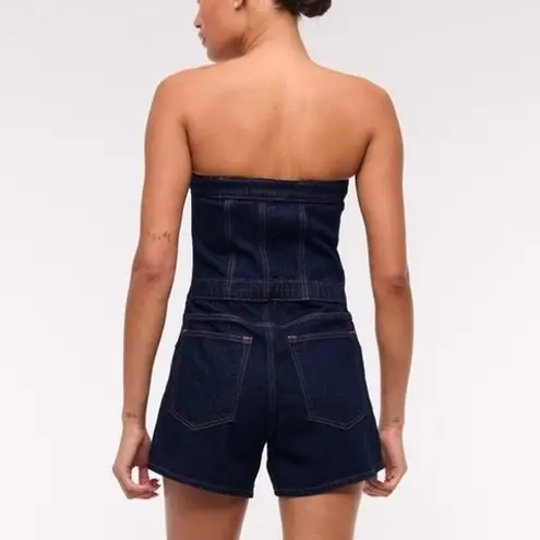 Abercrombie & Fitch  Denim Romper Women's Medium/Tall Strapless Dark Wash Chic - Image 3