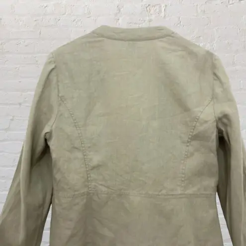 FOR THE REPUBLIC 100% Linen Open Front Blazer 12 - Tan Sage