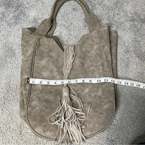 DV by Dolce Vita Large Gray Taupe Fringe Hobo Bag