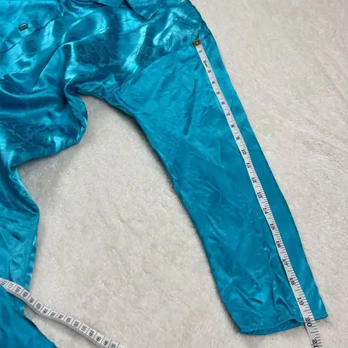 Vintage Top Dress Size XL Blue Long Made in USA Accordion Back Pleat Y2K RARE Blue