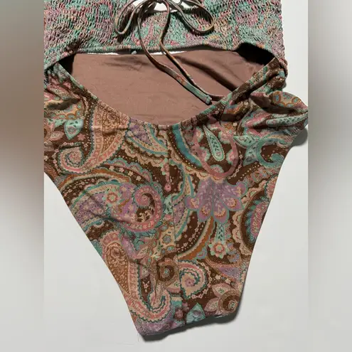 P2F One Piece Swimsuit Glitter Paisley Boho, Power To The Flower Brown Size L