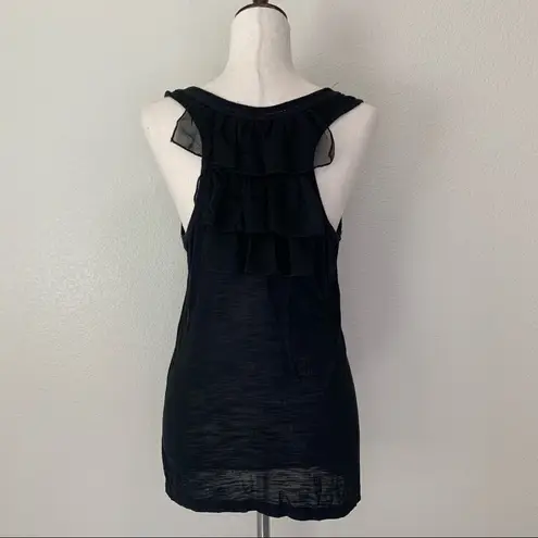 Isabella Rodriguez Black Ruffle Front & Back Women’s Top