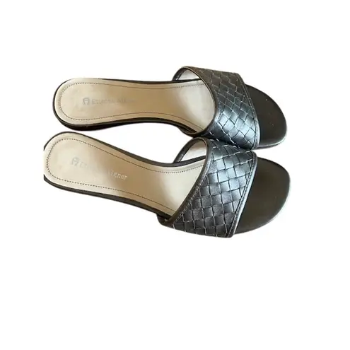 Etienne Aigner Gunmetal Bronze Woven Slide Sandals Women’s 7M