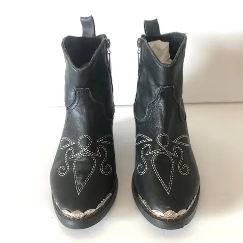 Spell and The Gypsy Cactus Rose Black Leather Detail Women Ankle Boots Size 7