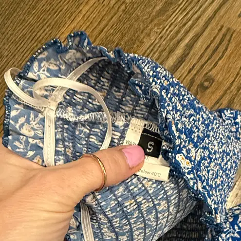 Boutique Matching wrap ruffle skirt and strapless tube top size small nwt Blue