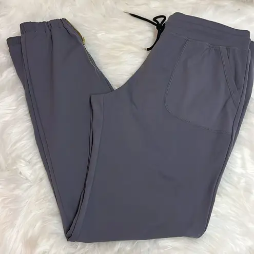 Zyia Joggers Large Gray Peak Zipper Ankle Casual Gym Fitted Drawstring C34