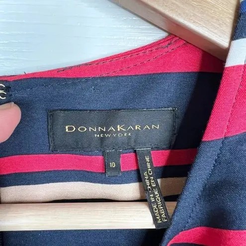 Donna Karan NY Women's Striped Knee-Length Zip Up Dress Size 10 Multicolor