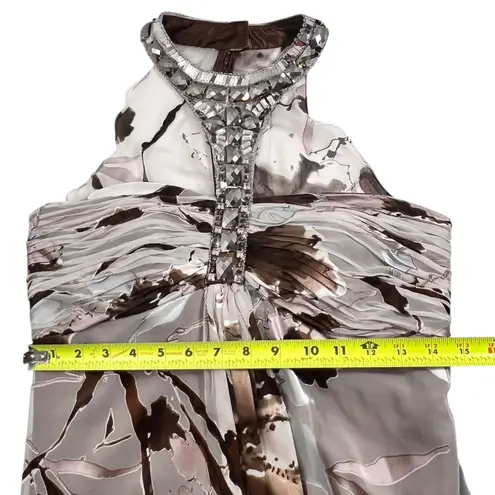 Cachet 90’s Y2K Silk Velvet Burnout Maxi Dress Beaded Whimsigoth Halter White Size 8