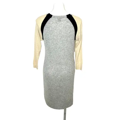 Club Monaco Knit Sweater Color Block Dress Grey Cream Navy Size Medium Zipper