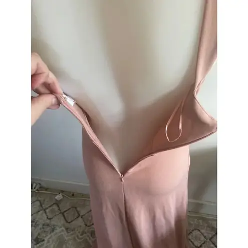 Birdy Grey Women's Dress XS Pink Gene Crepe Dusty Rose Formal Leg Slit Blush 219