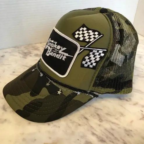 Black and White Camo Charmed Smokey and the Bandit Patch Trucker Hat OS Green
