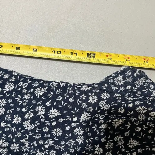 American Eagle  Women's Blue White Ditzy Print Cap Sleeve V-Neck Jumpsuit Small