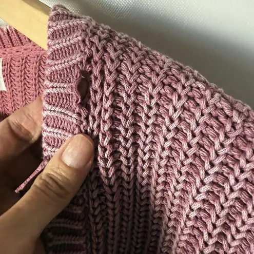 Y2K Victoria’s Secret PINK Chunky Distressed Open Pink Sun Washed Cardigan M Size M