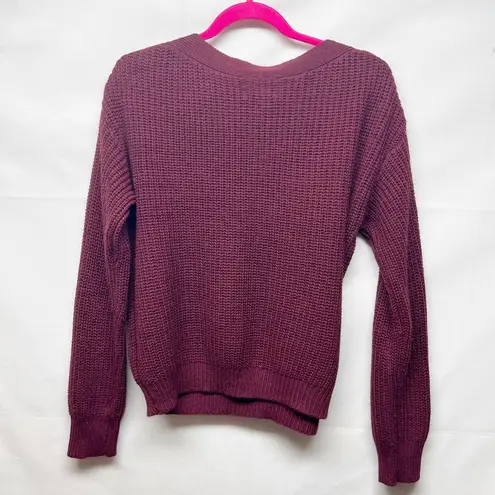 Sweet Wanderer  Waffle Knit Women's Burgundy Sweater Size Large