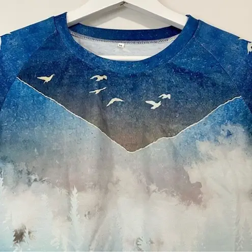 The Mountain Women’s Landscape Lightweight Sweater Gray & Navy NWOT