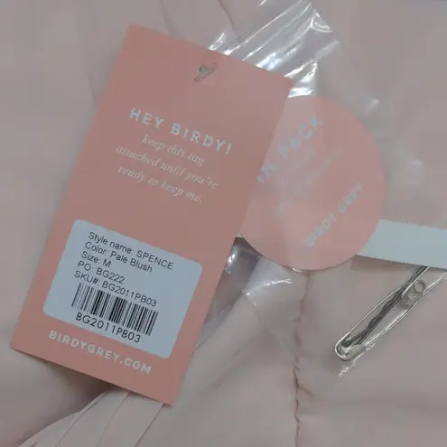 Birdy Grey Spence Convertible Chiffon Dress Pockets Pleats Pale Blush Pink M New