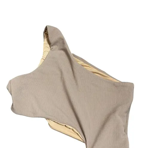 Beach Riot Tan Celine Cut Out Asymmetric One Shoulder One Piece Swimsuit Size S