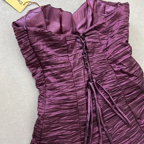 Brand new women purple violet cocktail dress adjustable back corset tight A line