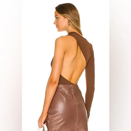 NWT Song of Style Foley Bodysuit One Sleeve in Chocolate Brown Size Small