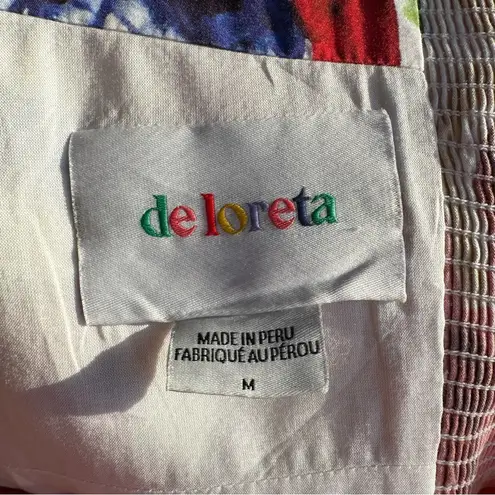 De Loreta Sweetheart Puff Sleeve Cotton Maxi Dress M | Vibrant Abstract Dopamine Red Size M