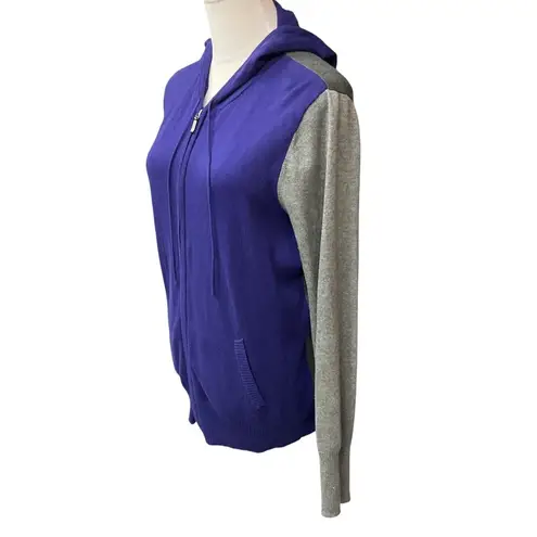 JCPenney Colorblock Long Sleeve Full Zip Cashmere Blend Hoodie Jacket Size XL Purple