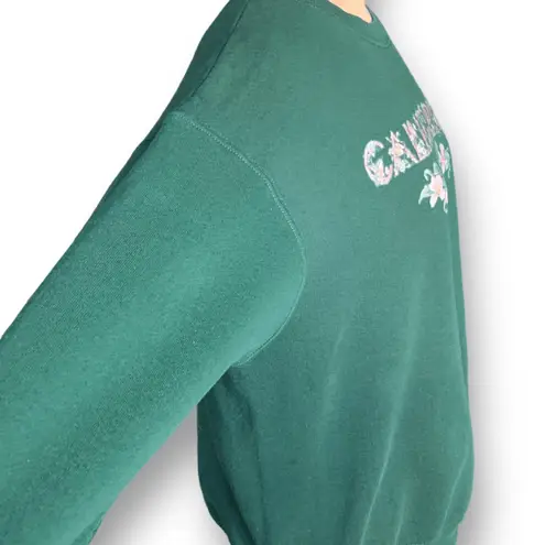 Vintage 90s California Hummingbird Floral Hunter Green Crewneck Sweatshirt XL