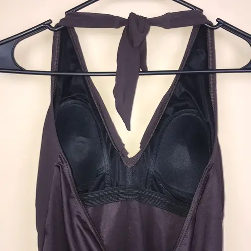 MiracleSuit Women’s Ruffle Front Full Coverage Brown Halter One Piece Swim Suit