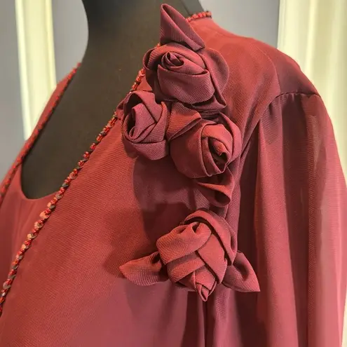 Women’s Mother of the Bride Formal Chiffon Dress ZipBack Matching Jacket Size 20 Red