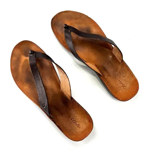 Olukai Loea Black Leather Strap Non