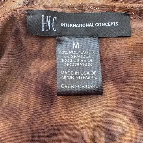 VTG INC Top Med Brown Sequins V Neck Empire Waist Whimsigoth FairyGrunge Stretch