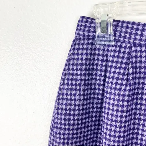 Pendleton  100% Virgin Wool Purple Houndstooth Plaid Pockets Lined Skirt, Size 8