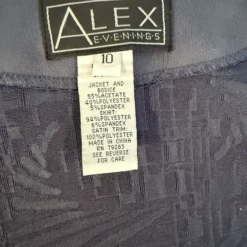 Alex Evenings Sz 10 Blue Mother Bride/Groom Formal Dress Sparkle Bolero Jacket