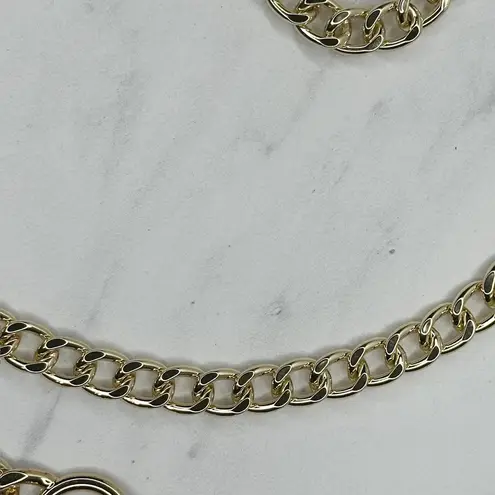 Chunky Draped Gold Tone Chain Link Belt Adjustable Y2K One Size OS ✨