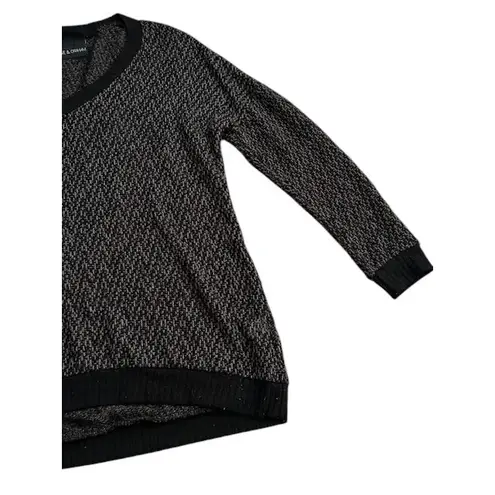 Modern Dark V Neck Sweater XS Black Gray Knit Slightly Sheer Edgy Urban Autumn